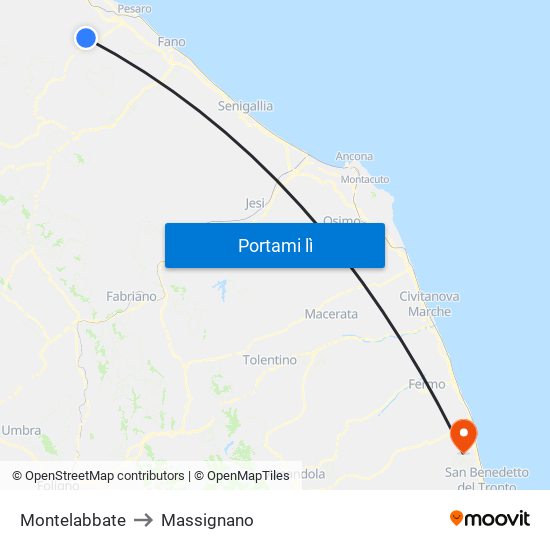 Montelabbate to Massignano map