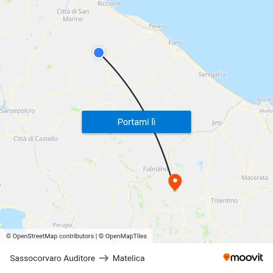 Sassocorvaro Auditore to Matelica map