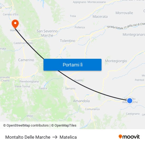 Montalto Delle Marche to Matelica map