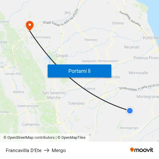 Francavilla D'Ete to Mergo map