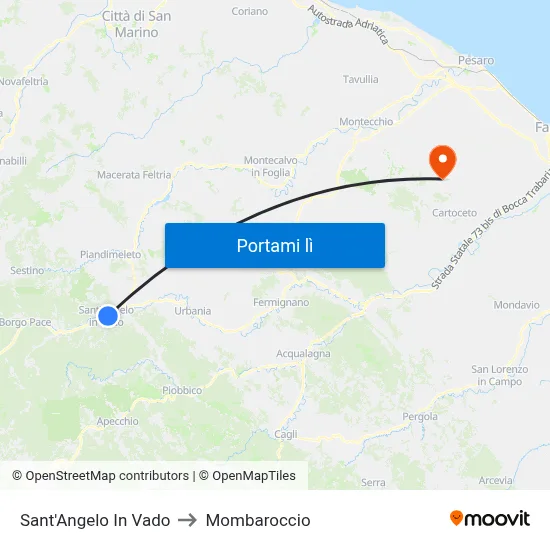 Sant'Angelo In Vado to Mombaroccio map