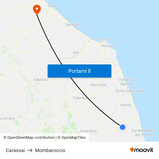 Carassai to Mombaroccio map