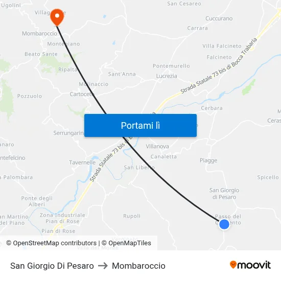 San Giorgio Di Pesaro to Mombaroccio map