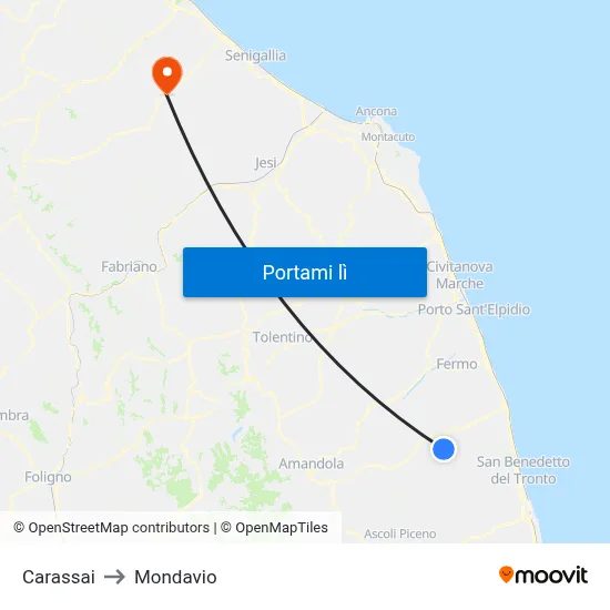 Carassai to Mondavio map