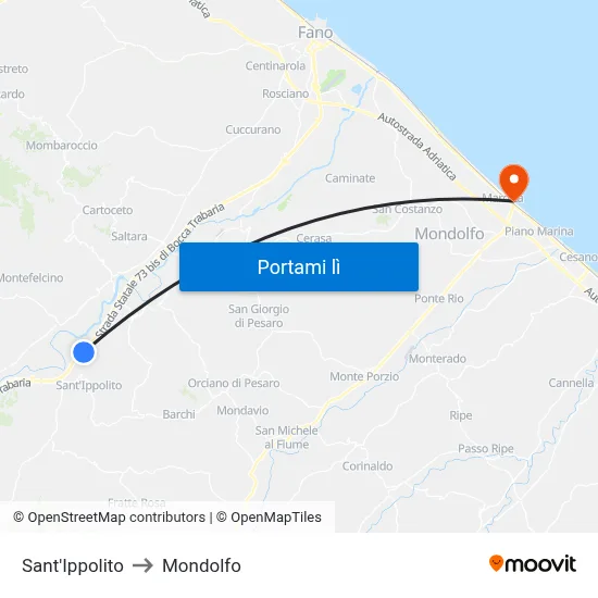Sant'Ippolito to Mondolfo map