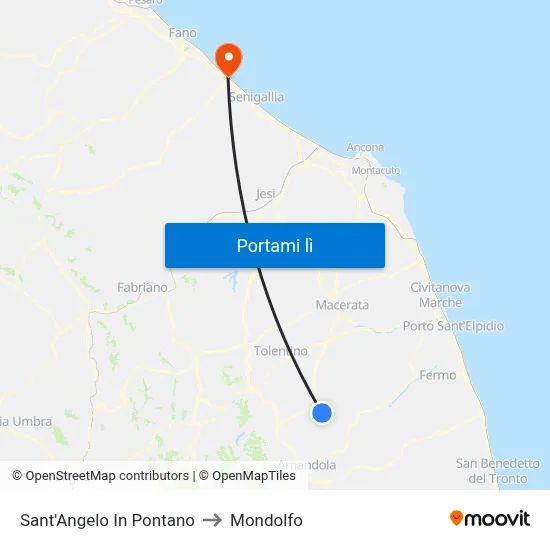 Sant'Angelo In Pontano to Mondolfo map