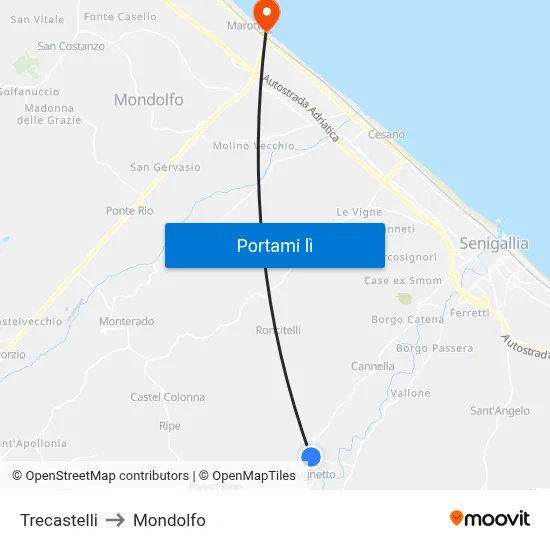 Trecastelli to Mondolfo map
