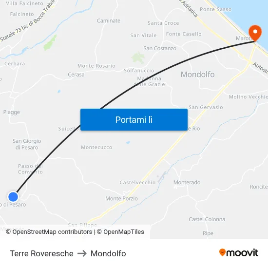 Terre Roveresche to Mondolfo map