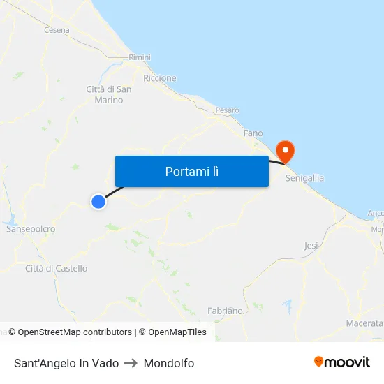 Sant'Angelo In Vado to Mondolfo map