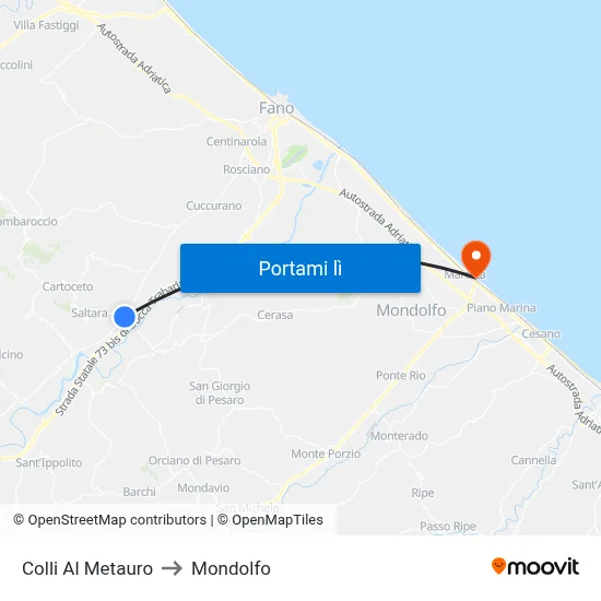 Colli Al Metauro to Mondolfo map