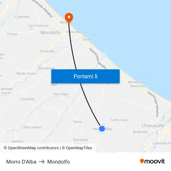 Morro D'Alba to Mondolfo map