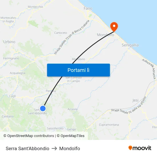 Serra Sant'Abbondio to Mondolfo map