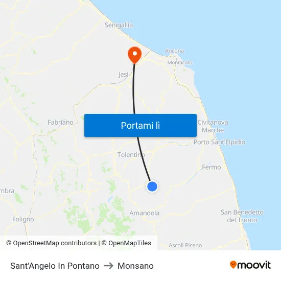 Sant'Angelo In Pontano to Monsano map