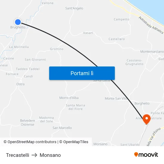 Trecastelli to Monsano map