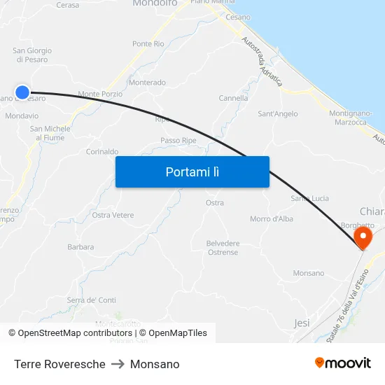 Terre Roveresche to Monsano map