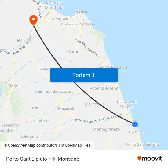 Porto Sant'Elpidio to Monsano map