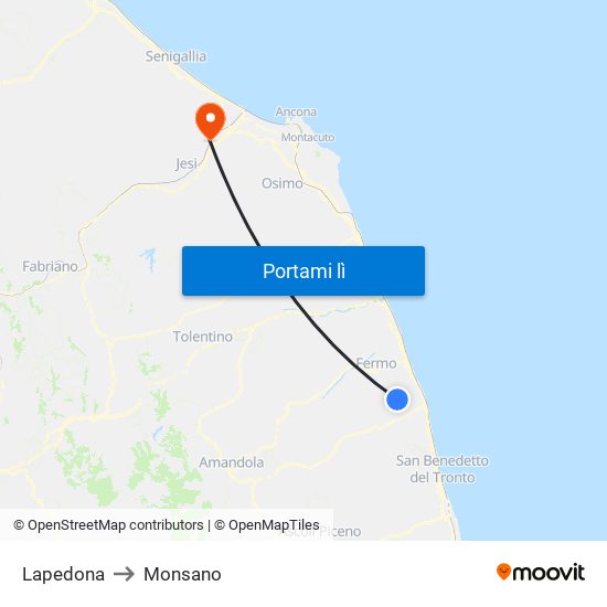 Lapedona to Monsano map