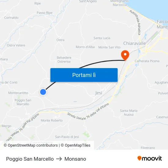 Poggio San Marcello to Monsano map