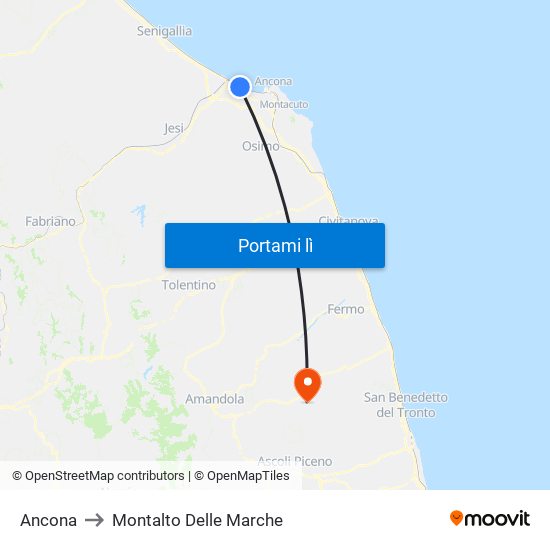 Ancona to Montalto Delle Marche map