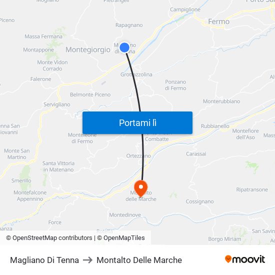 Magliano Di Tenna to Montalto Delle Marche map