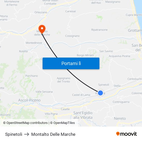 Spinetoli to Montalto Delle Marche map