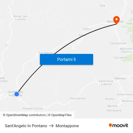 Sant'Angelo In Pontano to Montappone map