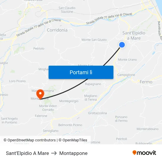 Sant'Elpidio A Mare to Montappone map