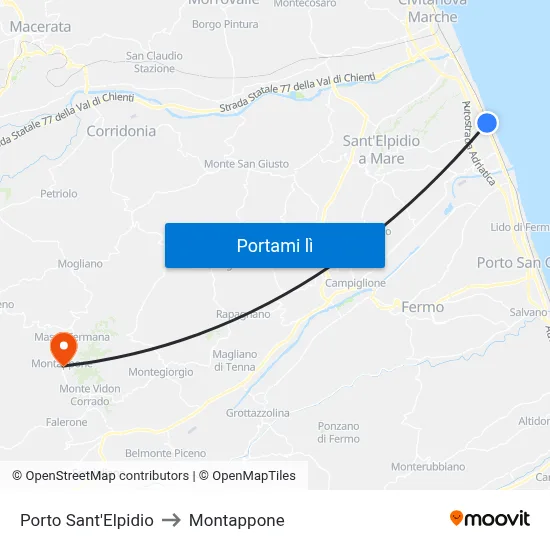 Porto Sant'Elpidio to Montappone map