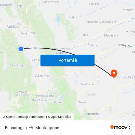 Esanatoglia to Montappone map