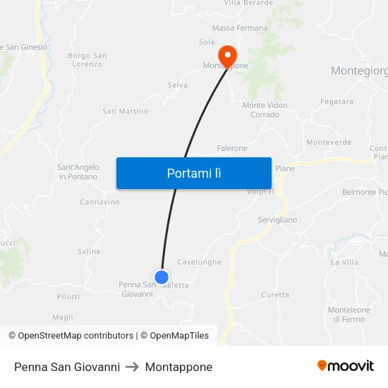 Penna San Giovanni to Montappone map