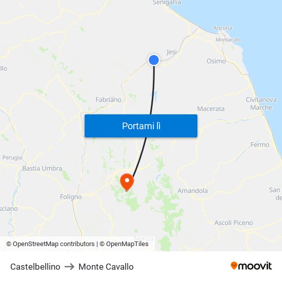 Castelbellino to Monte Cavallo map