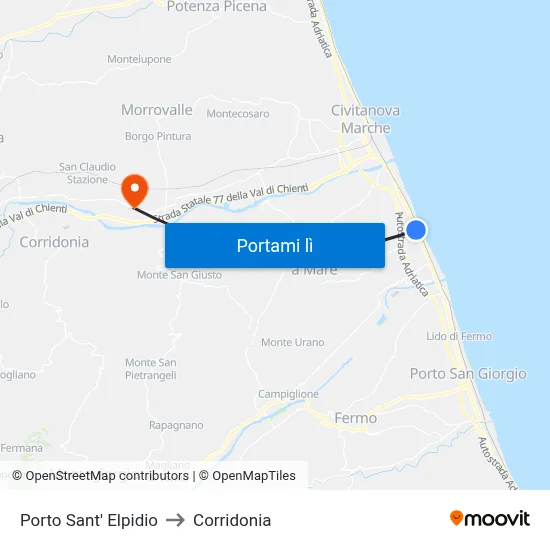 Porto Sant' Elpidio to Corridonia map