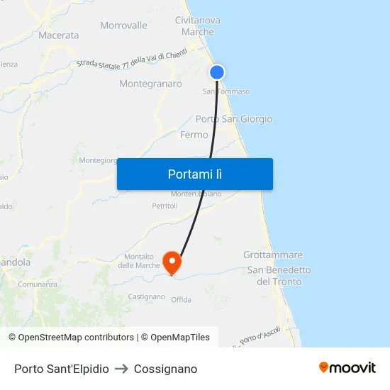 Porto Sant'Elpidio to Cossignano map
