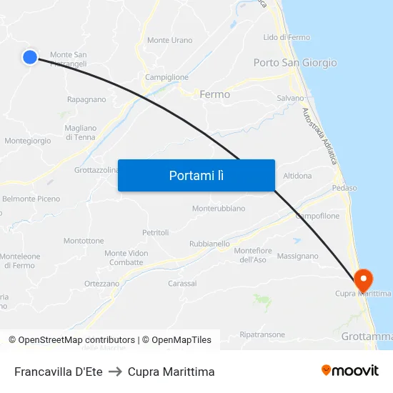 Francavilla D'Ete to Cupra Marittima map