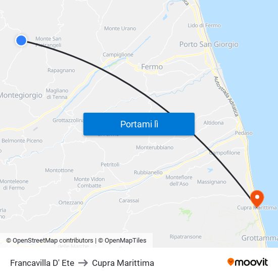 Francavilla D' Ete to Cupra Marittima map