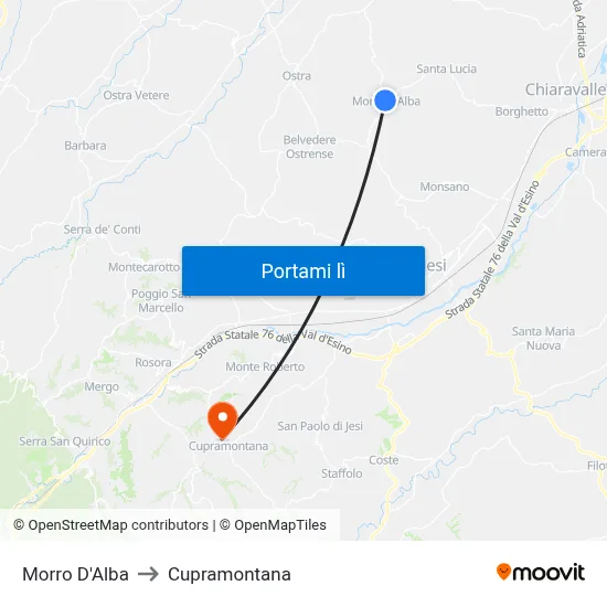 Morro D'Alba to Cupramontana map