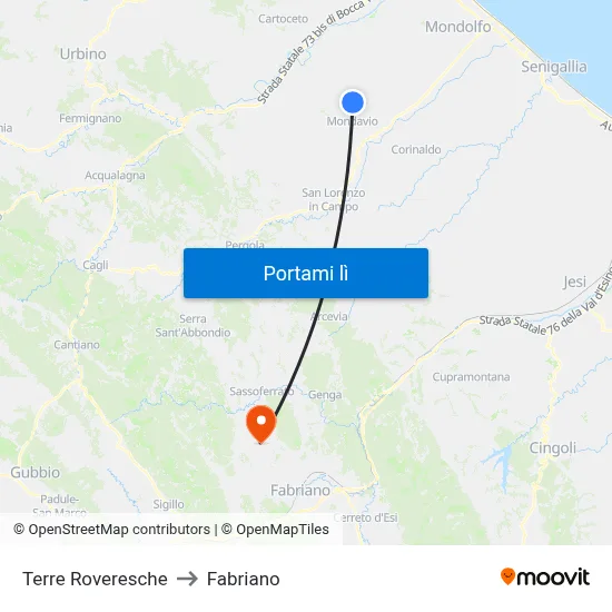 Terre Roveresche to Fabriano map