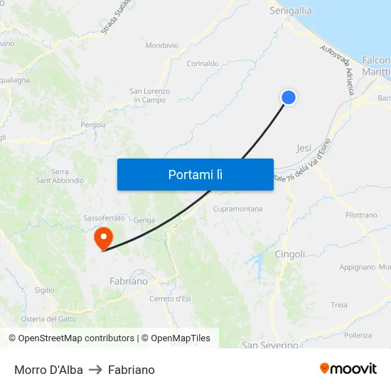 Morro D'Alba to Fabriano map