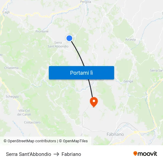 Serra Sant'Abbondio to Fabriano map