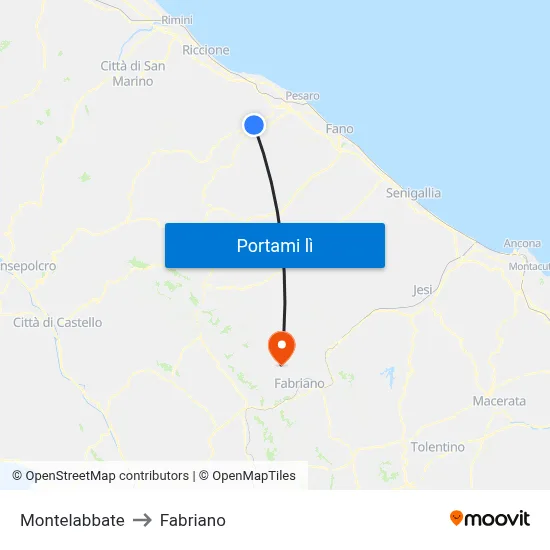 Montelabbate to Fabriano map