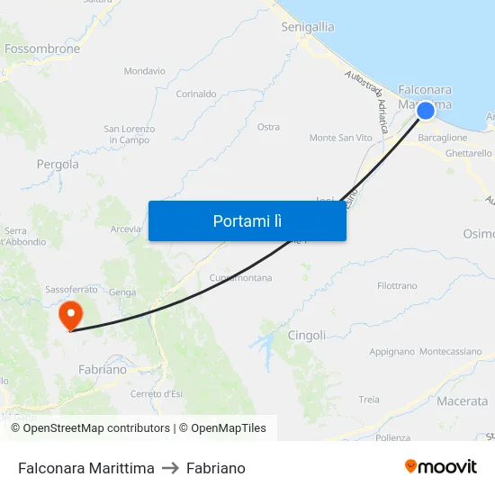 Falconara Marittima to Fabriano map