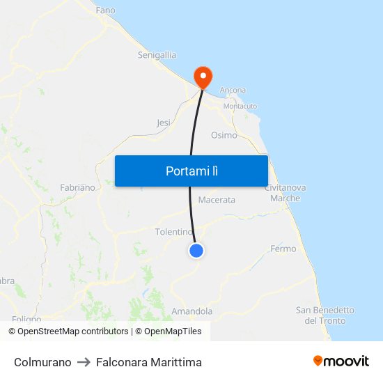 Colmurano to Falconara Marittima map