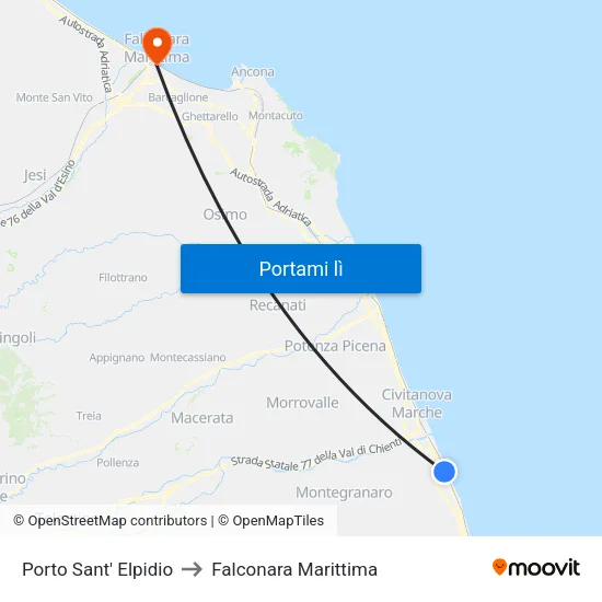 Porto Sant' Elpidio to Falconara Marittima map