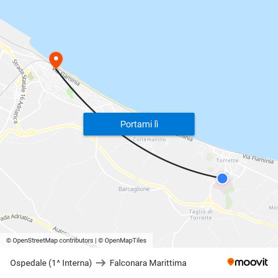 Ospedale (1^ Interna) to Falconara Marittima map