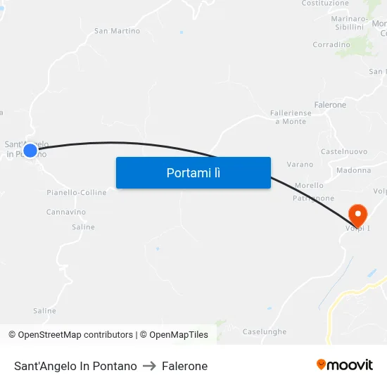 Sant'Angelo In Pontano to Falerone map