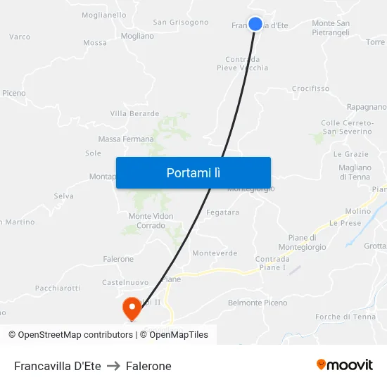 Francavilla D'Ete to Falerone map