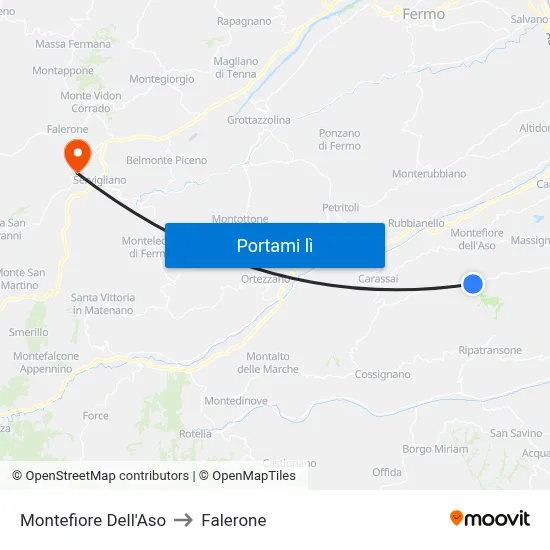 Montefiore Dell'Aso to Falerone map