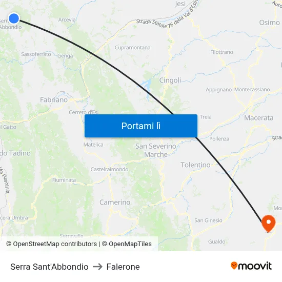 Serra Sant'Abbondio to Falerone map