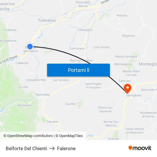 Belforte Del Chienti to Falerone map