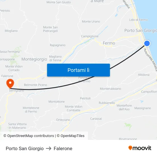 Porto San Giorgio to Falerone map